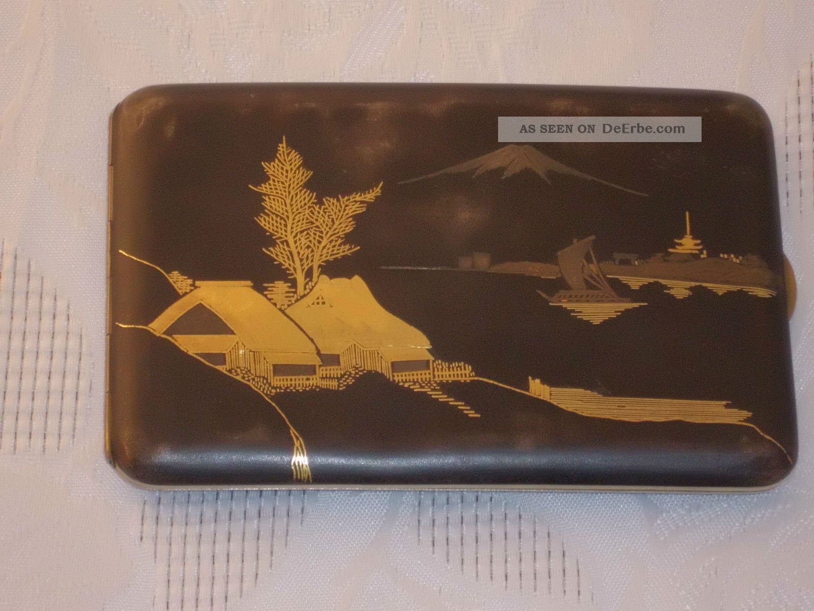Antikes Zigarettenetui Aus Massivem Silber Und 24 Karat Gold Japan Objekte vor 1945 Bild