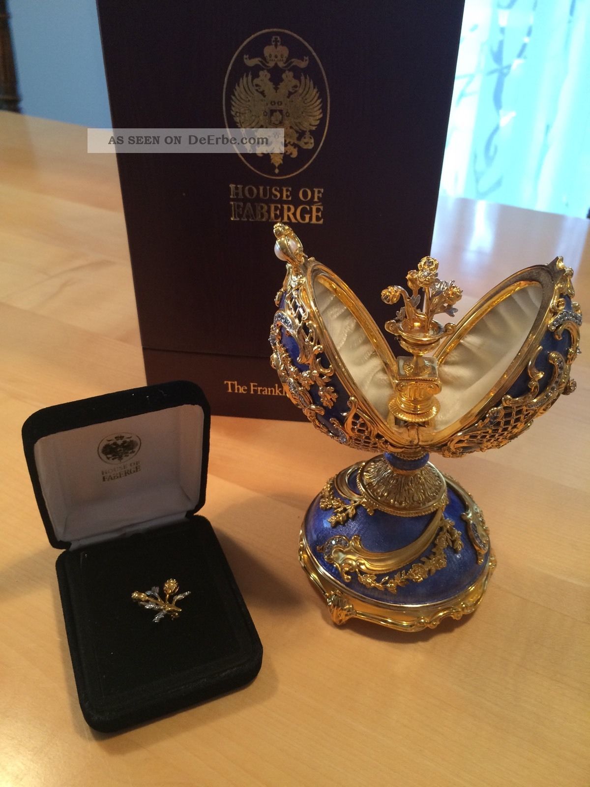 Faberge Dornröschen Juwelenei 925 Silber Von Franklin Saphir Weiß Objekte nach 1945 Bild