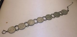 Silber - Münzarmband Feinsilber Antik 7 Münzen 1/2 Mark Von 1906/15/16/18 Bild