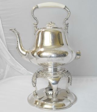 Großer Rokoko Wasserkessel Teekessel Mit Rechaud Aus Silber. Bild