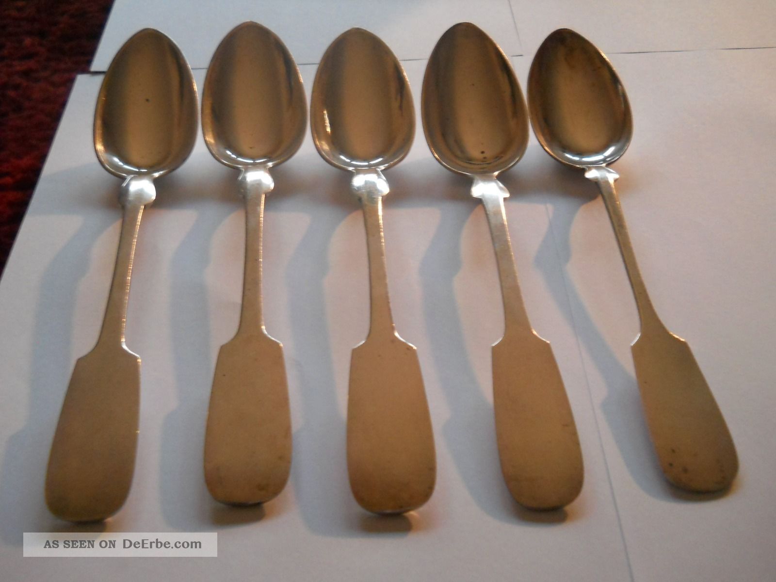 5 Menü Löffel Spatenmuster 800er Silber Friedrich Feuerstein Köberlin Objekte vor 1945 Bild