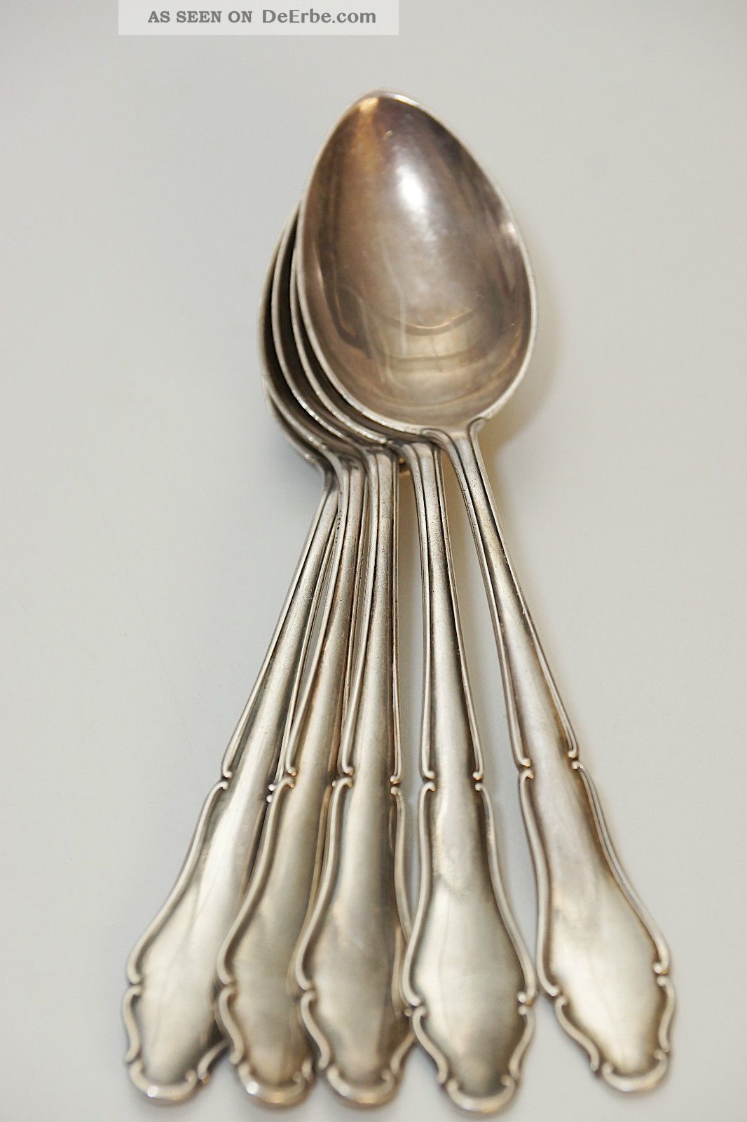 6 Antike Teelöffel Löffel Echtsilber 800 Silber Chippendale Design Objekte vor 1945 Bild