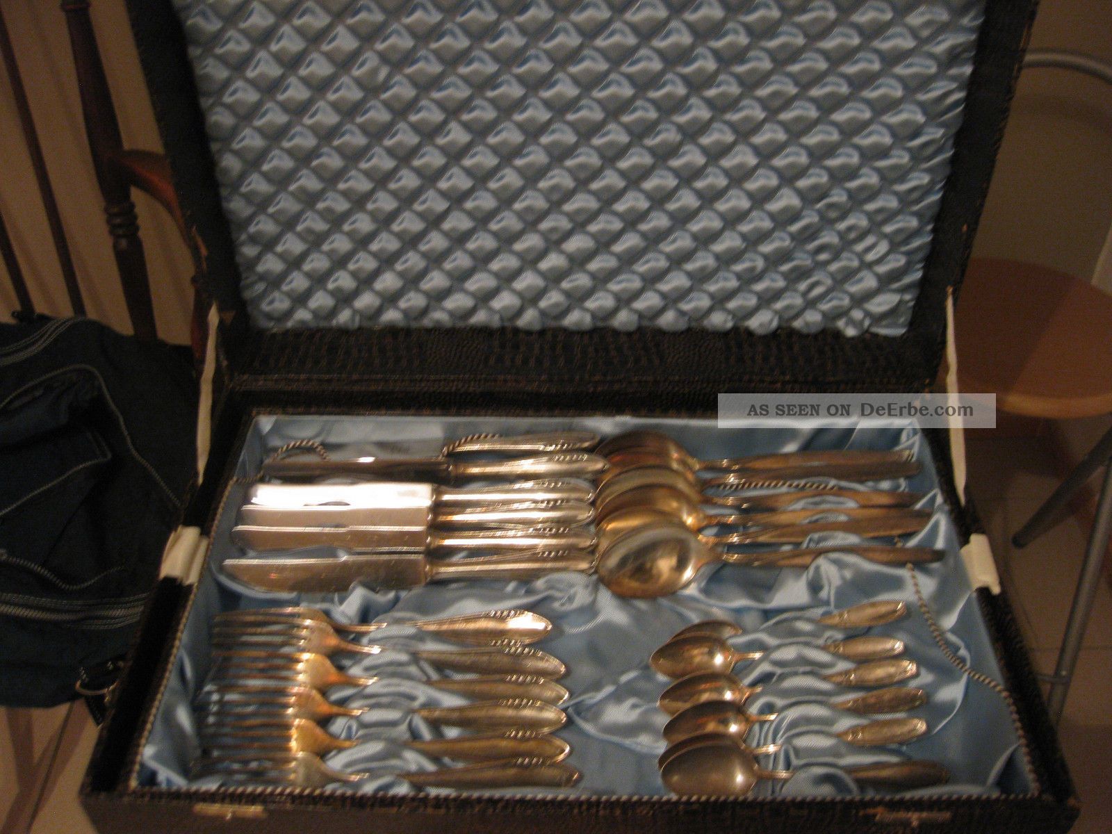 Besteck Gabel/messer/löffel Versilbert Gestempelt,  Im Kasten,  Rostfrei, Objekte vor 1945 Bild
