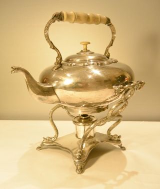 Antike Teekanne Versilbert Mit Rechaud Bild
