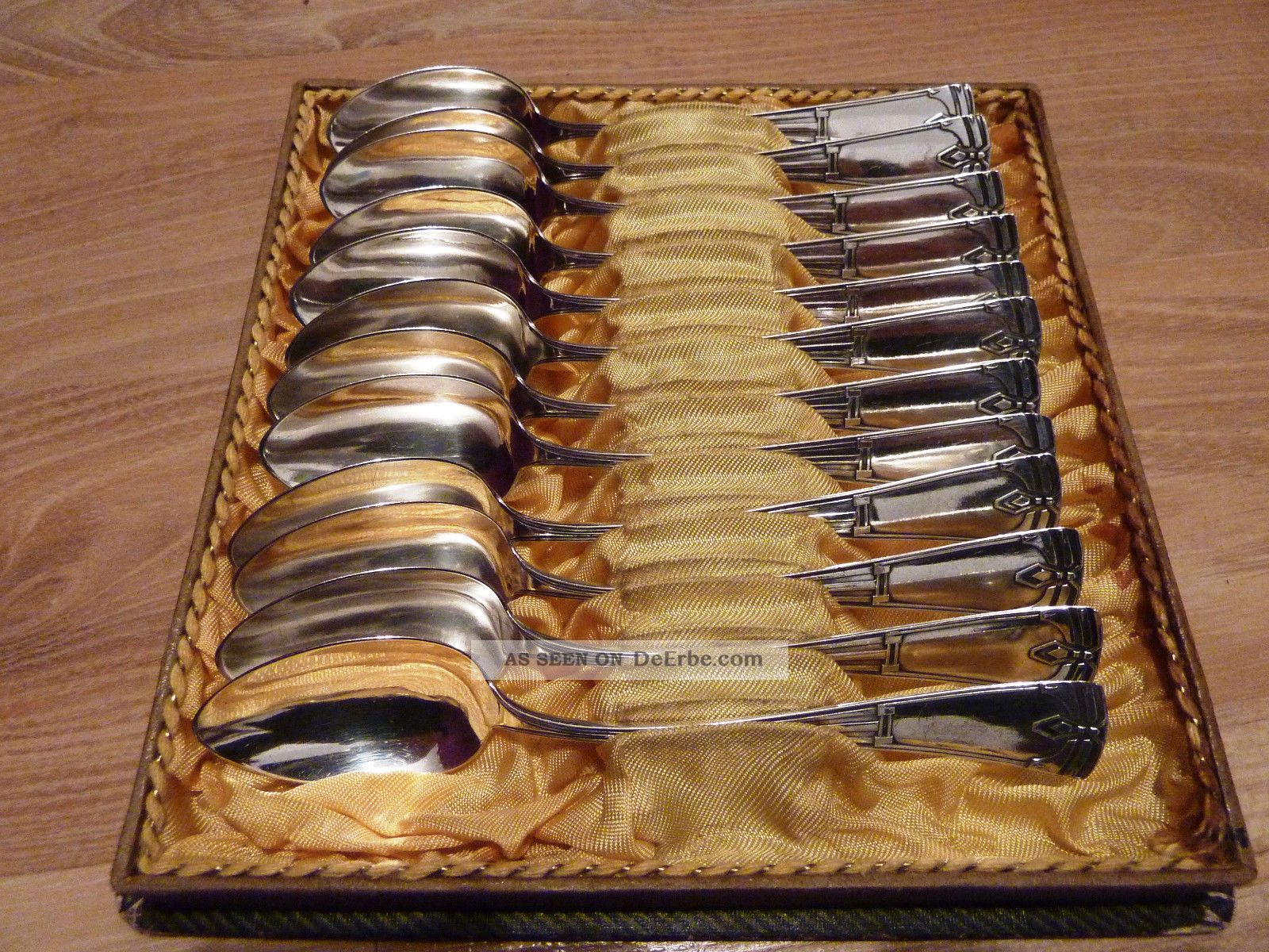 12 Löffel Silber 800 Art Deco Jugendstil Art Deko Kaffeelöffel Besteck Objekte nach 1945 Bild