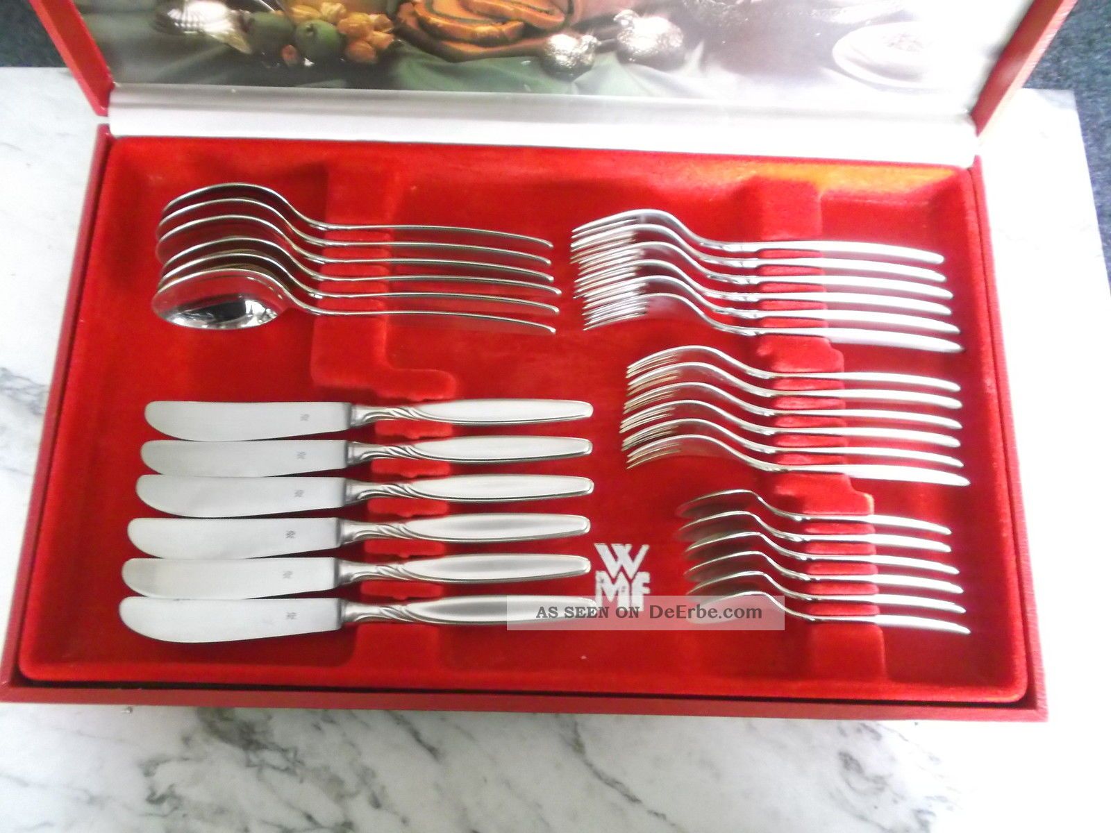 Wmf Rom 1x1 Dessertbesteck 30 Teile 6 Personen 90er Silberauflage Objekte ab 1945 Bild