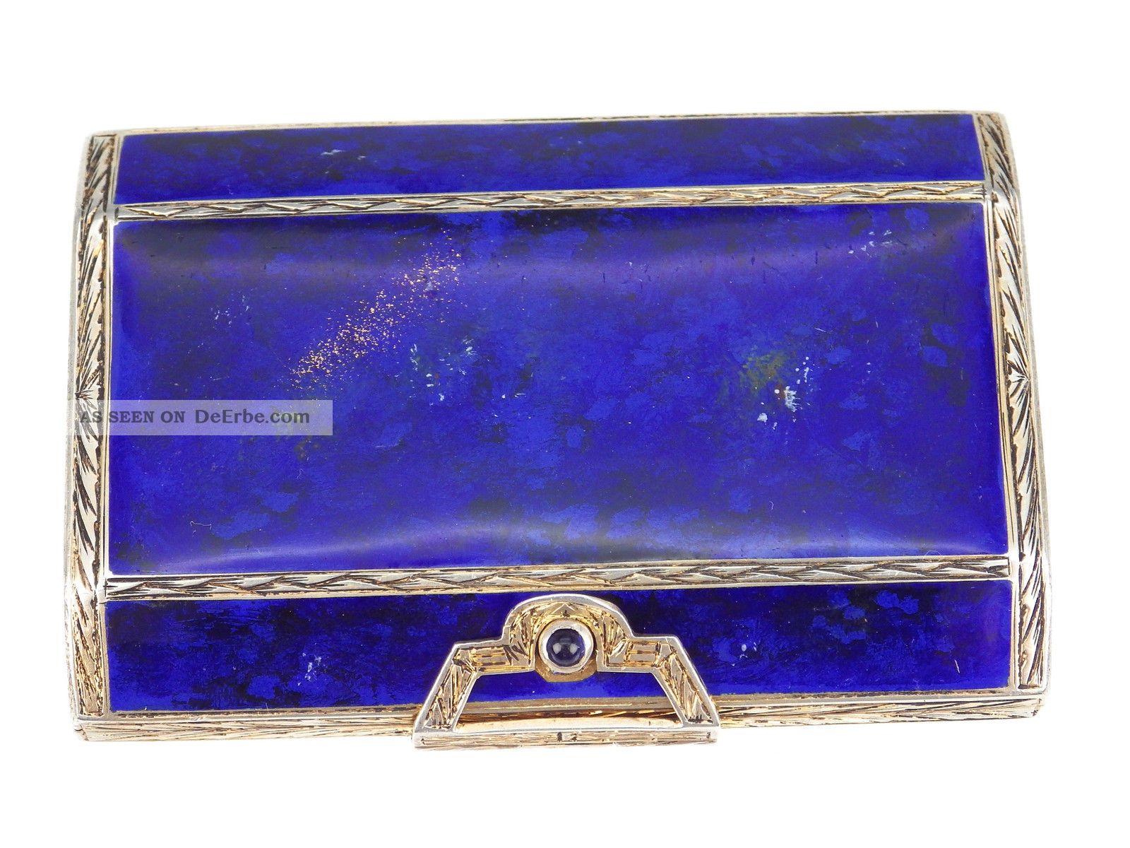 Jugendstil 800 Silber Emailliert Saphir Vinaigrette Tabatière Schnupftabak Dose Objekte vor 1945 Bild