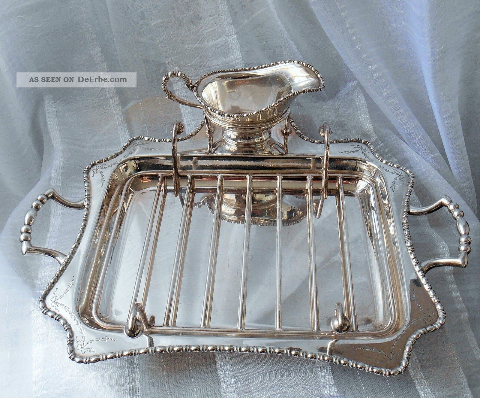 Jugendstil Spargel Schale Tablett Sauciere Hartversilbert England Asparagus Tray Objekte vor 1945 Bild