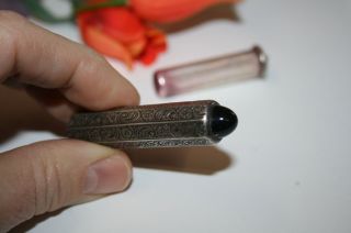 Jugendstil Lippenstift Behältnis Onyx Echt Silber - 21,  1 Gramm - Bild