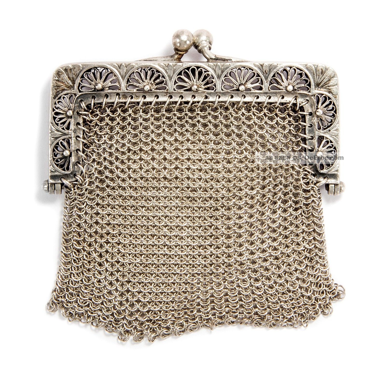 Um 1890: Kleines Portemonnaie Aus Silber,  Tasche Ballbeutel / Silver Pocket Objekte vor 1945 Bild