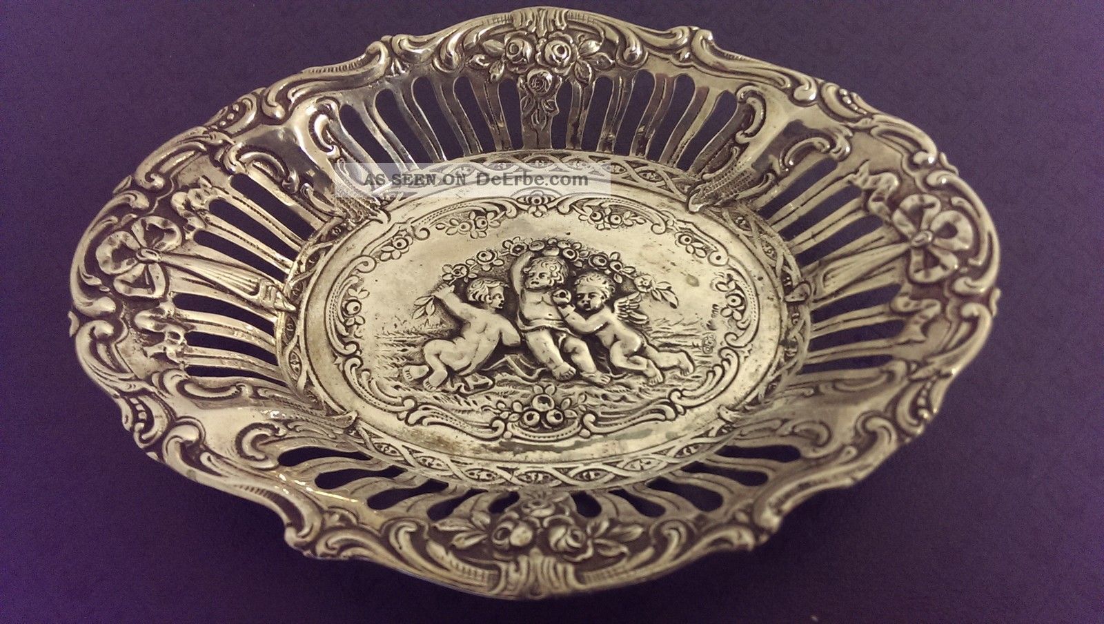 Wunderschönes Schälchen Mit Puttenrelief 800er Silber J.  Kunz,  Hanau Um 1900 Objekte vor 1945 Bild
