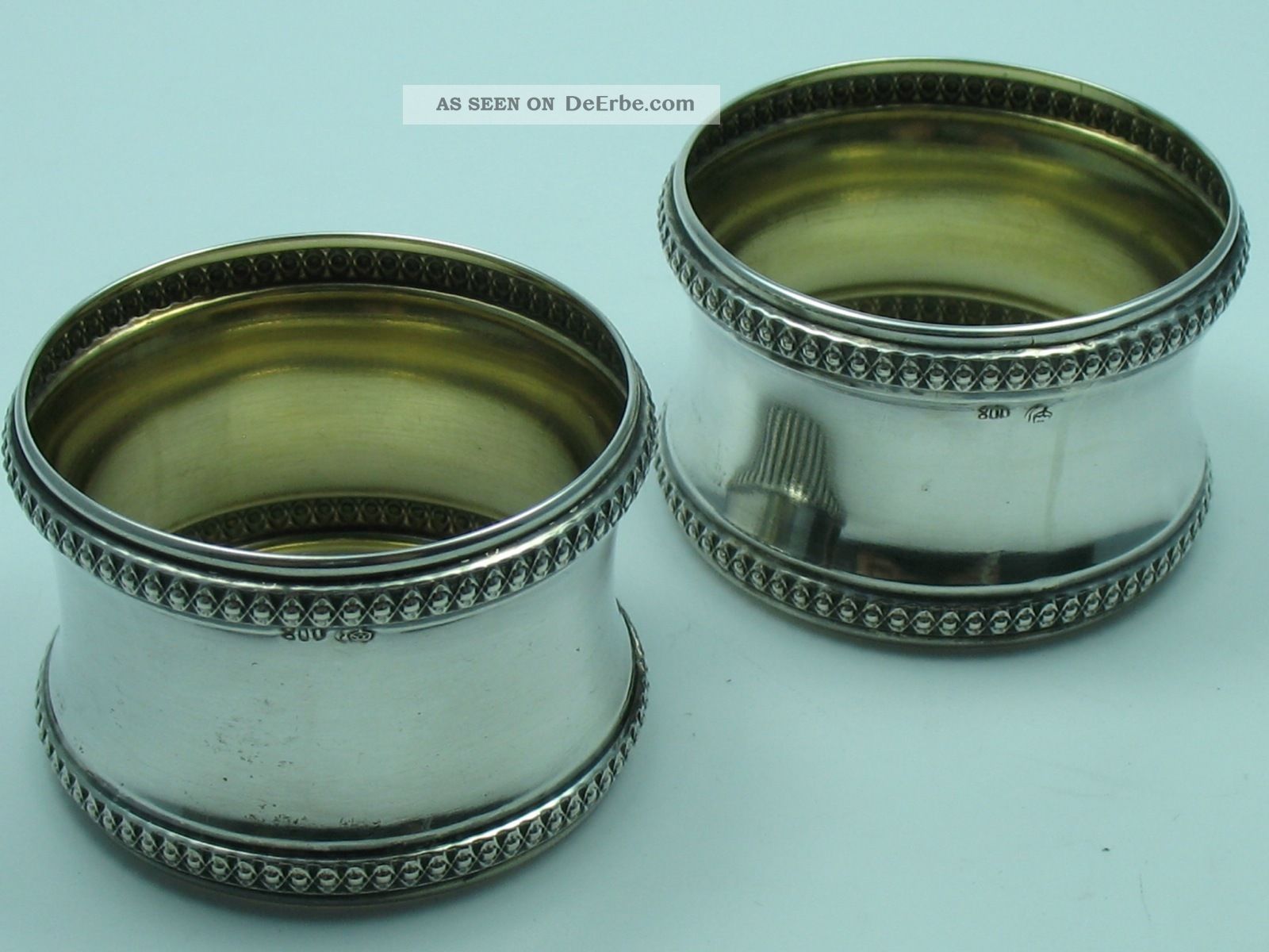2 Sehr SchÖne Alte Jugendstil Serviettenringe FÜr Stoffservietten Aus 800 Silber Objekte vor 1945 Bild