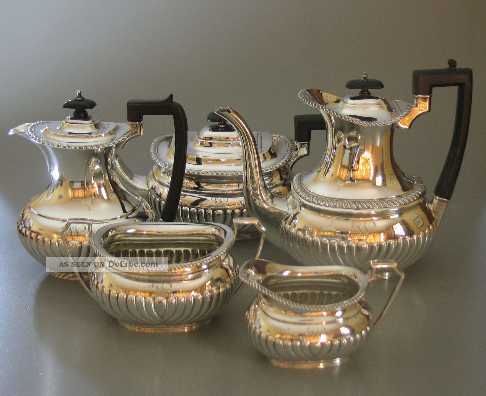 5 Teiliges Tee - Und Kaffeeservice Sterling Silber Sheffield 1901 Objekte vor 1945 Bild