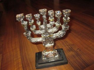 Eine Menora 925 Versilberter Kerzen Leuchter 7armig Aus Jerusalem Bild
