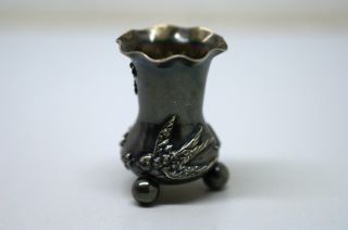 Miniatur Jugendstil Vase Silber 800 Mit Vogel Und Blumen Verziert Um 1920 Bild