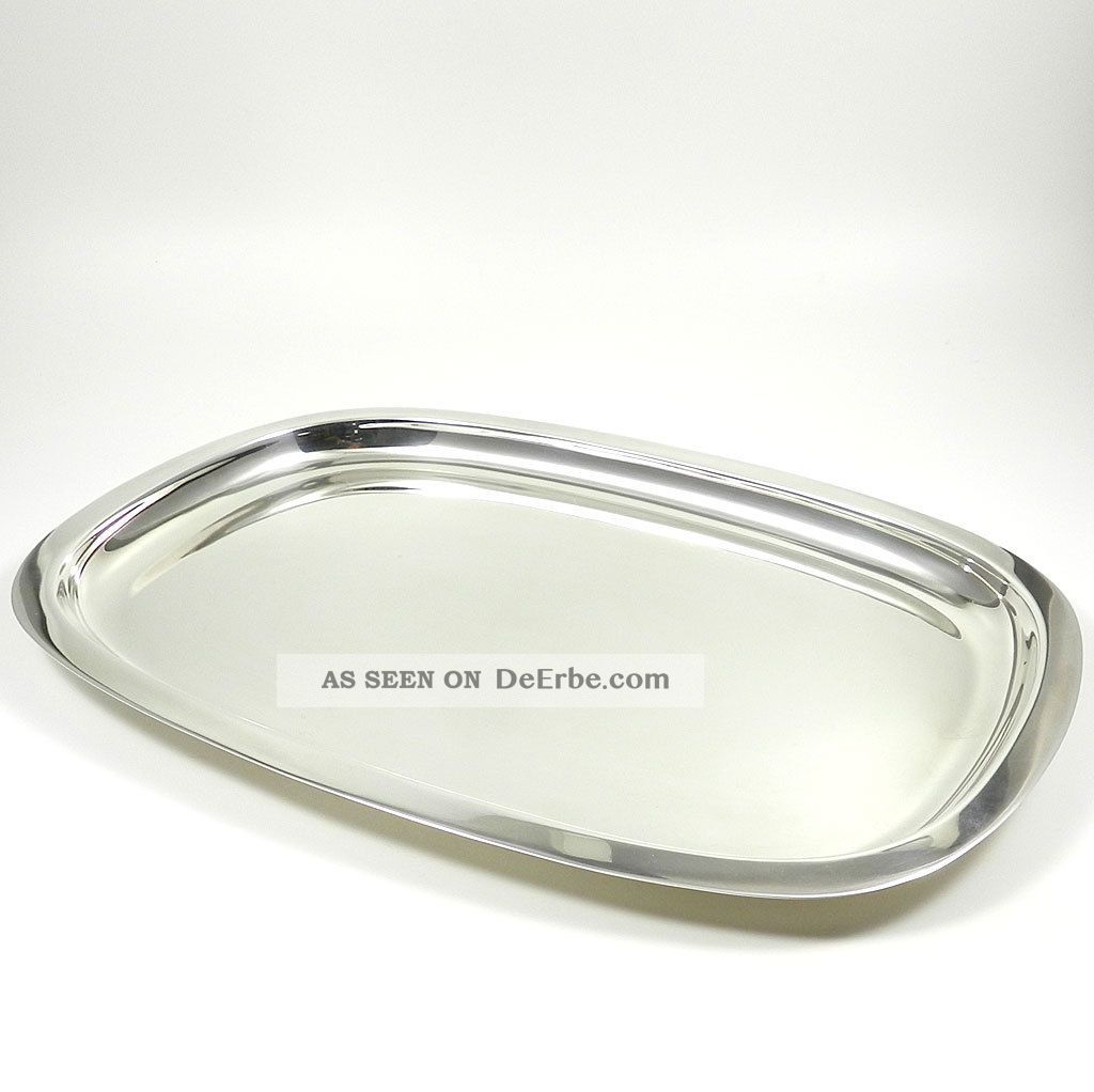 925 Silber Tablett - Rechteckig Glatter Rand 26 X 18 Cm Objekte nach 1945 Bild