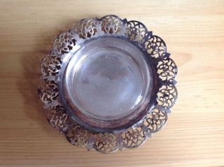 Silberteller Mit Glas Schale / Glasbehälter Schälchen Antik Bild