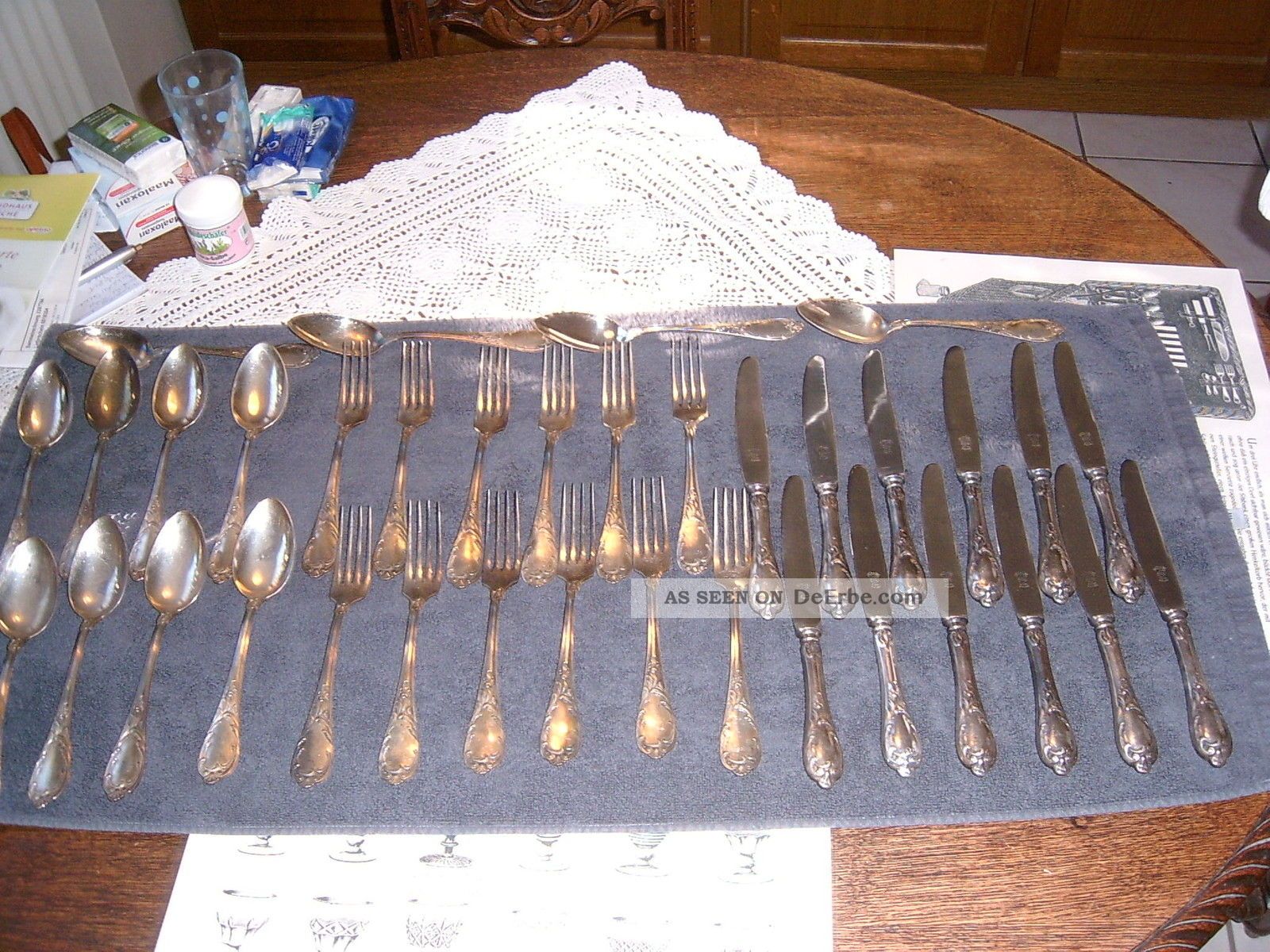 Wellner Besteck Antik Rokoko Wohl Serie Pluto 90er Silberauflage 12 Pers.  36tlg. Objekte vor 1945 Bild