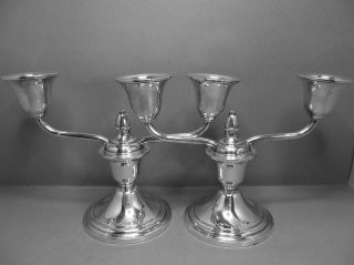 Paar,  Schöne 2 - Armige Kerzenleuchter Von Newport,  925 - Sterling Silber Bild