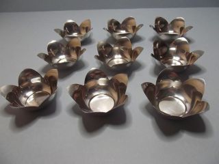 9 Stück Blumenförmige Teelicht - Untersetzer Von Webster,  925 - Sterling Silber Bild