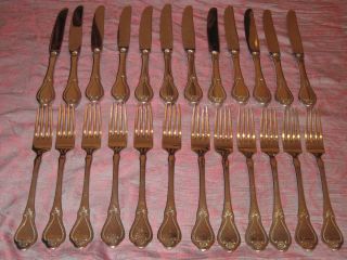 Altes Wilkens Silber Besteck 90er,  12 Mal Messer Und Gabeln,  Versilbert,  Shabby Bild