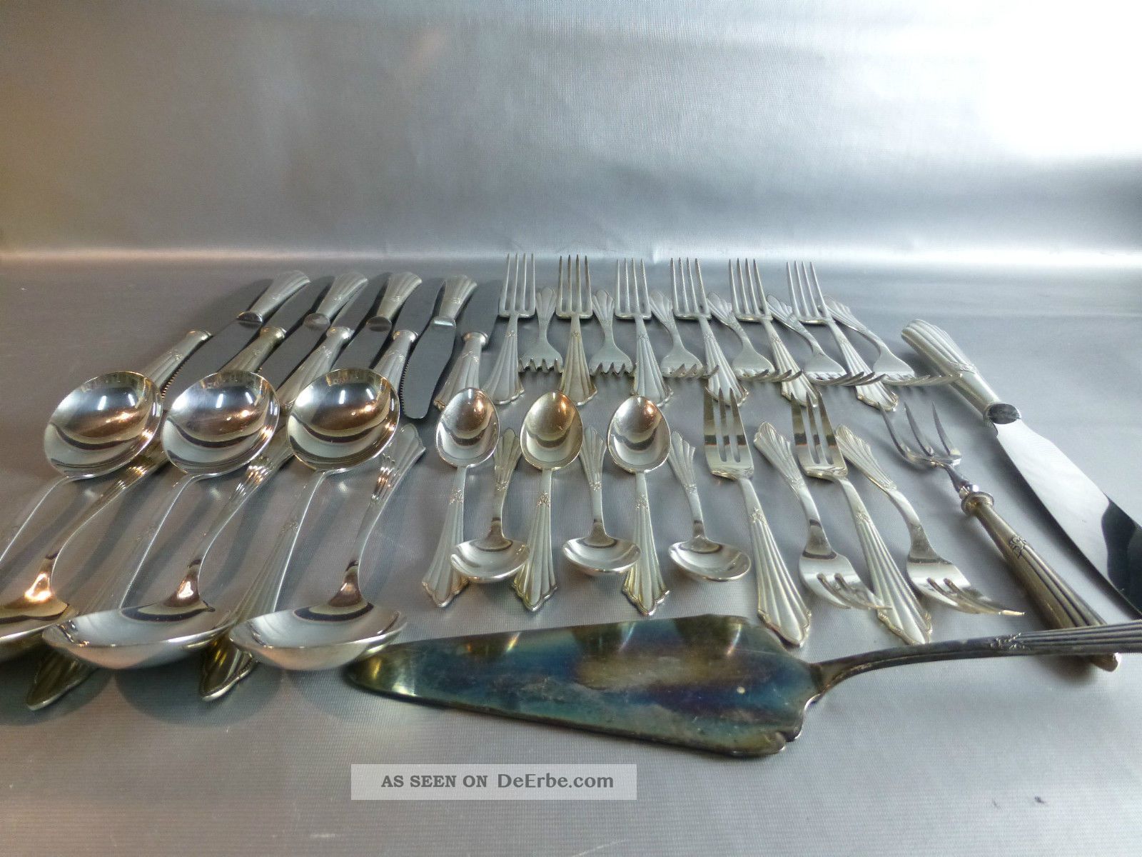 39 Rare Besteck - Teile Wmf Fächermuster U.  A.  Kompottlöffel Tortenmesser Dessert. Objekte ab 1945 Bild