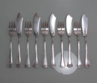 5 Personen Fischbesteck Jugendstil Walbreu 40er Silberauflage Traumhaft Verziert Bild