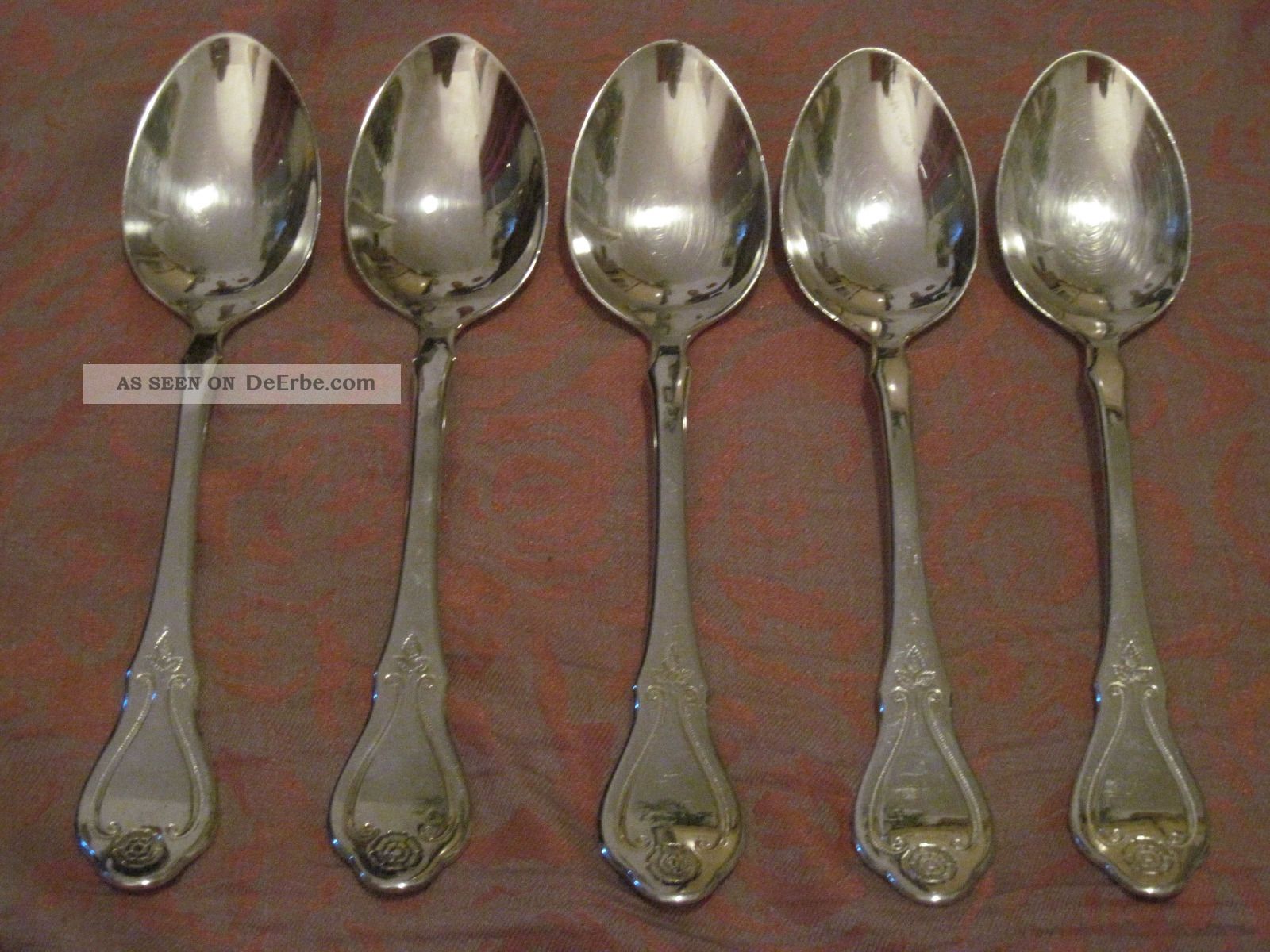 Wilkens Teelöffel 90er Silber,  5mal Kaffeelöffel,  Vorlegebesteck,  Shabby Objekte vor 1945 Bild