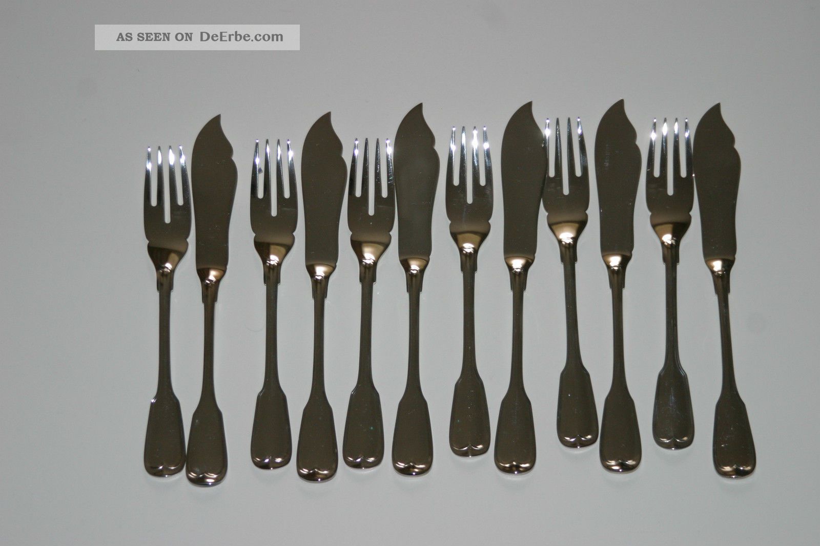 Wilkens Augsburger Faden,  Fischbesteck 12 Teile Für 6 Personen 800er Silber Top Objekte vor 1945 Bild