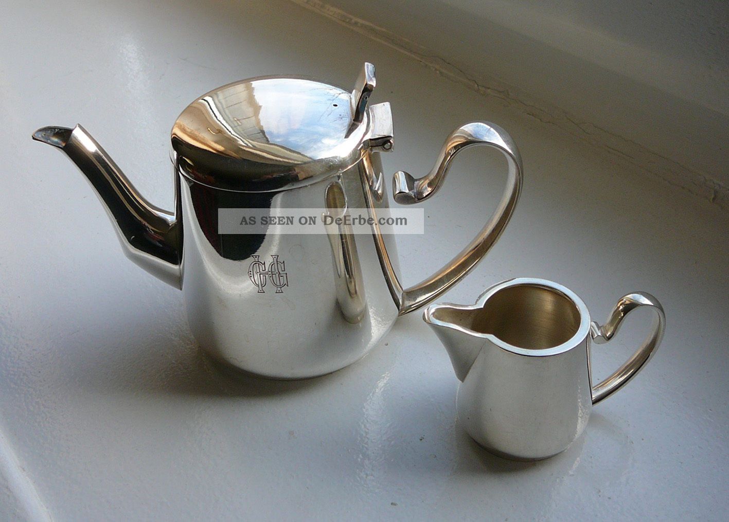 Moritz Hacker - Kaffee -,  Sahnekännc Versilbert Mit Stempel Hacker Und Monogramm Objekte vor 1945 Bild