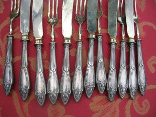 Antikes Jugendstil Obstbesteck 6 Personen Versilbert Bild