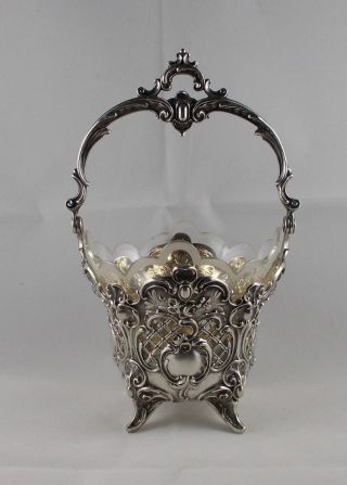 Rar Prächtige Konfektschale Bruckmann In 800er Silber Mit Glasseinsatz Bild