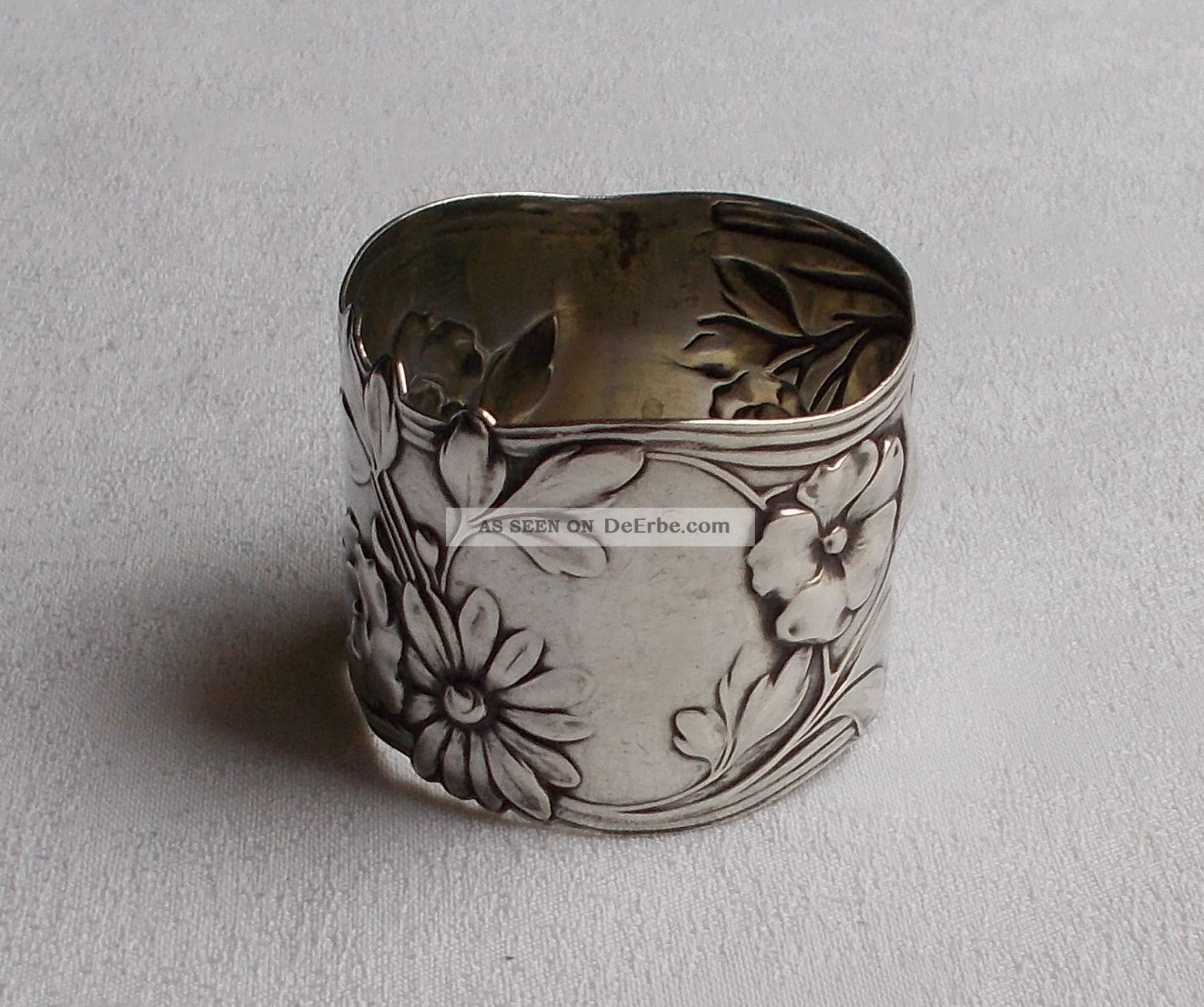 Rar Grosser Serviettenring Im Jugendstil / Art Nouveau 800er Silber Objekte vor 1945 Bild