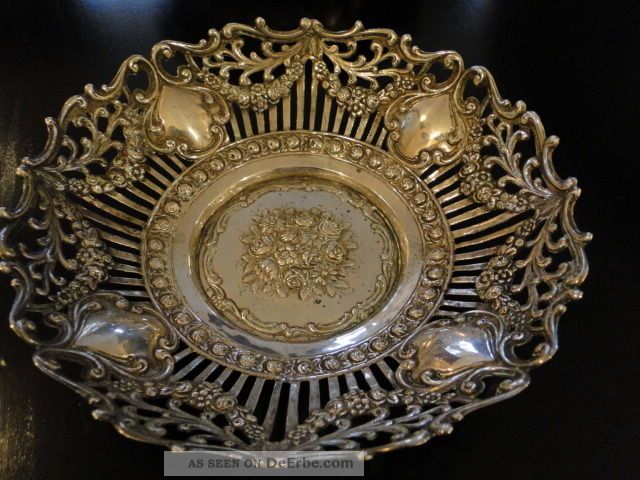 Sehr Alte Massiv Silber Anbietschale,  800 Silber,  Kunstvoll Gearbeitet,  276 Gr. Objekte vor 1945 Bild