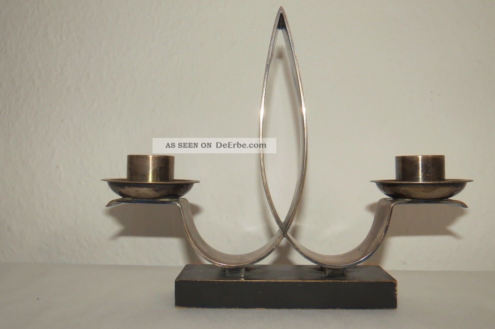 Sehr Schöne Kerzenständer Auf Holz Sockel Versilbert Hotel Silber Art Deco Objekte vor 1945 Bild