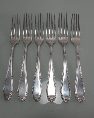 6 Dessertgabeln Vorspeisegabeln Wmf Kreuzband Jugendstil Model 200 Versilbert Bild