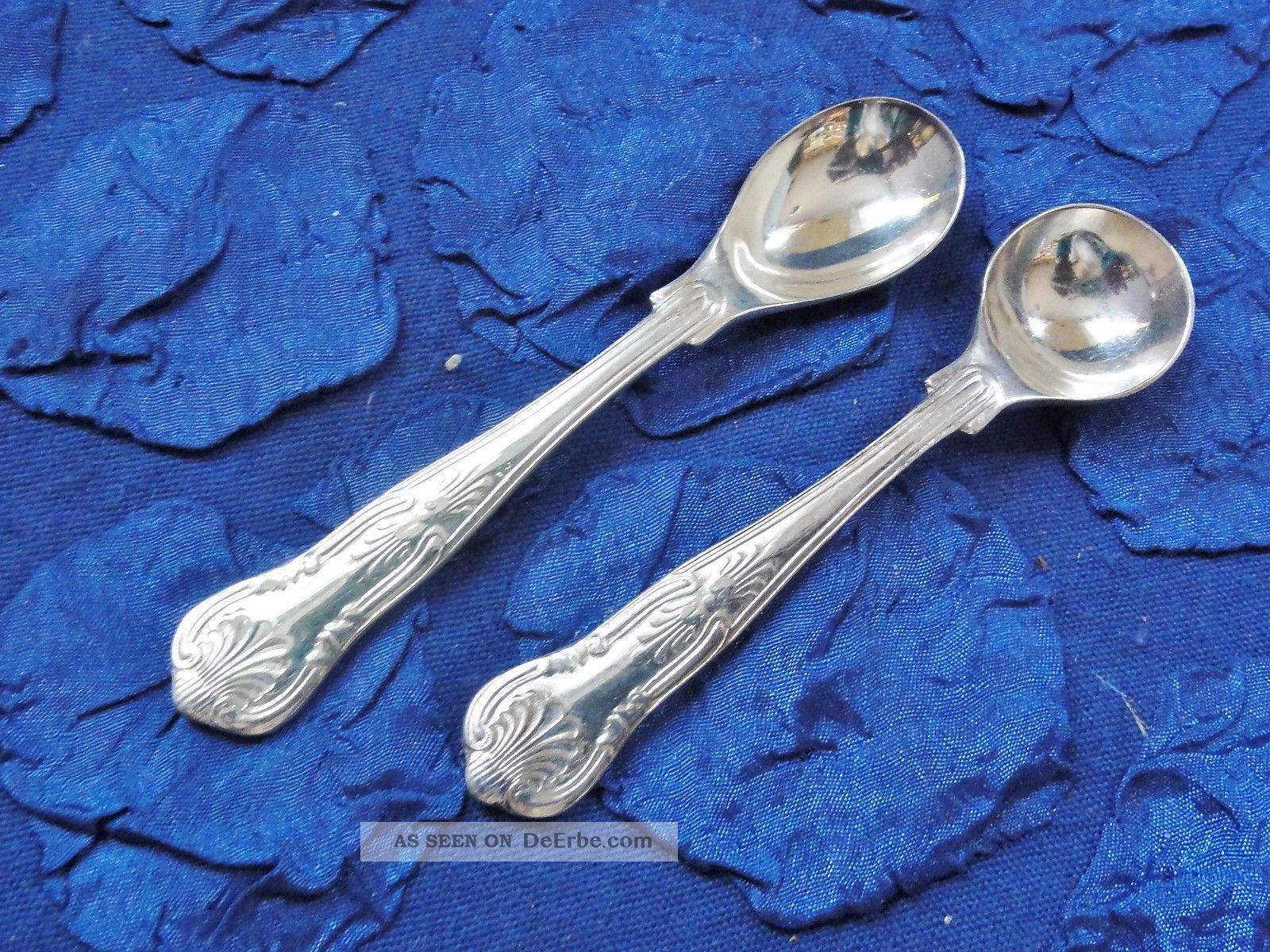 Epns Sheffield England - 2 Salzlöffel / Gewürzlöffel - Silber - Pl.  9,  8,  5 Cm (919 Objekte ab 1945 Bild