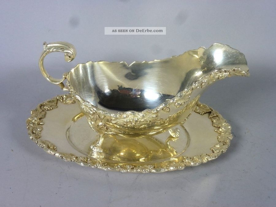 Wunderschöne,  Versilberte Sauciere 2 Tlg.  Mit Weintraubenrelief 5qm3237 Objekte ab 1945 Bild