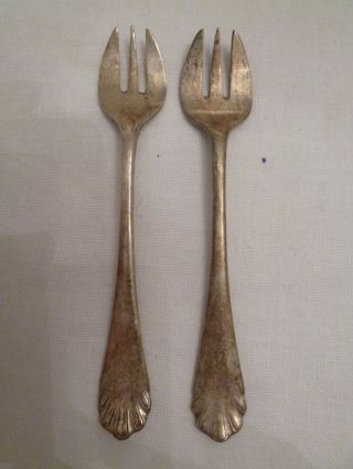 2 Austerngabeln Versilbert Berndorf Hotelsilber Ca.  51 Gramm Um 1900 Bild