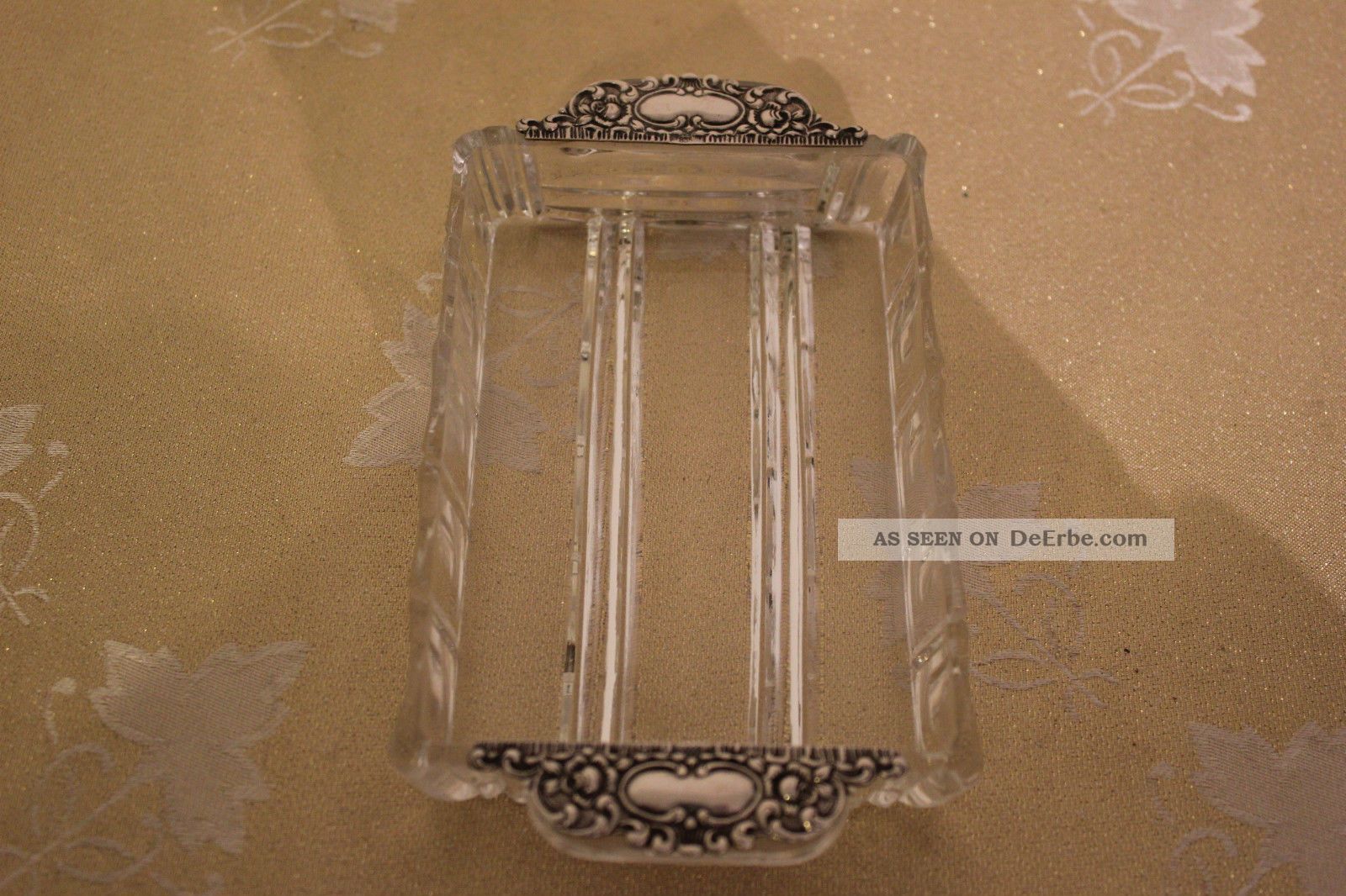Art - Deco Kristall Schale / Tablett Mit 835 Silber Handheber / - 3920 - Objekte vor 1945 Bild