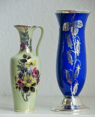 Zwei Porzellan Vasen Silberguss 1000er Feinsilber Im Formgegossen Bild