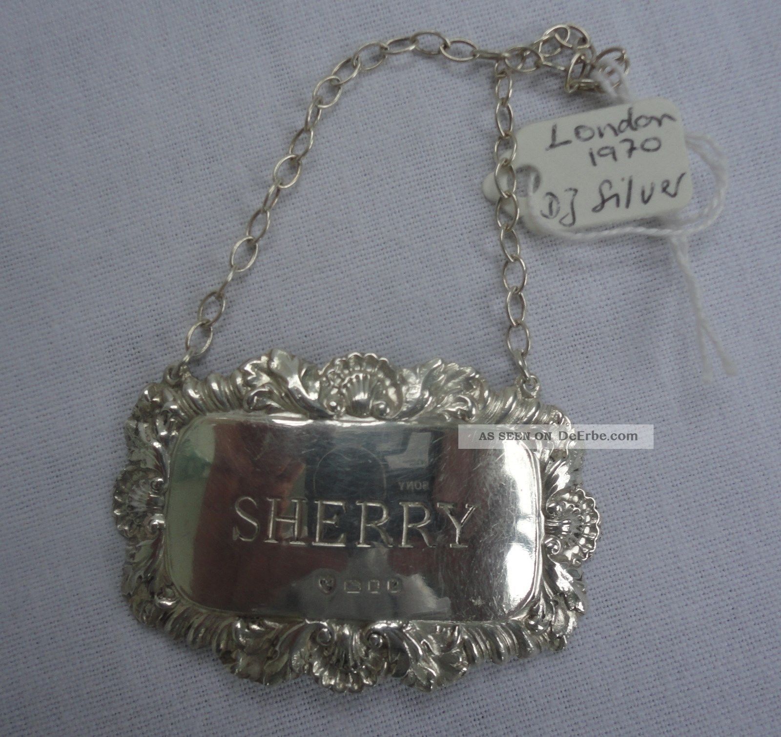 Massiver Engl.  925 Silber Karaffenanhänger Sherry,  London 1970 Objekte nach 1945 Bild