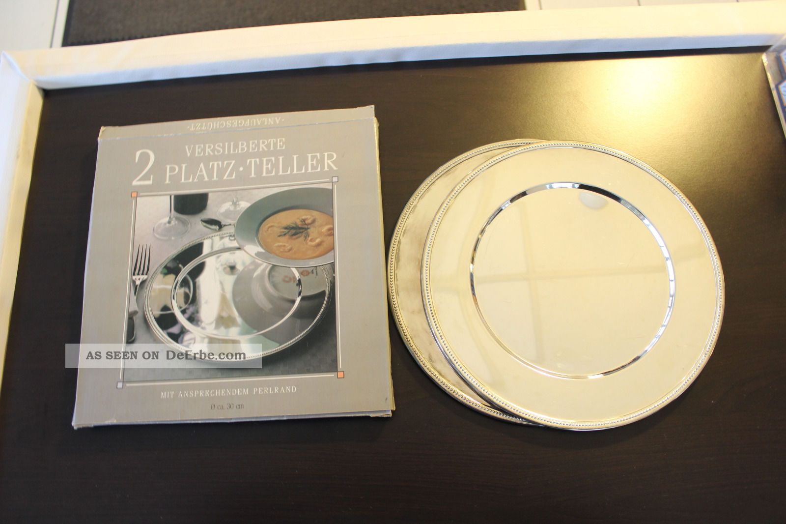 Platzteller Versilbert - 2 Stück - Mit Perlrand - 30 Cm - Objekte ab 1945 Bild