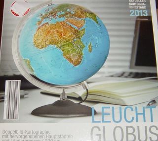 Globus Leuchtglobus,  40cm Höhe,  Deutsch,  Doppelbild Kartographie, Bild