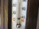 SchÖne Antik Holz Barometer / Thermometer Um 1910 Wettergeräte Bild 6