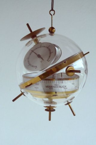 50er 60er J.  Design Wetterstation Sputnik Barometer Hygrometer Thermometer Bild