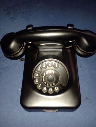 Telefon,  Schnurgebunden,  Wählscheibe,  50er Jahre,  Deutsche Post,  W48,  Schwarz,  Antik Bild