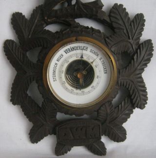 Altes Holz Barometer,  Handgeschnitzt Tanne / Auerhahn - Dwm - Mauser Bild