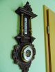 Antikes Barometer,  Wetterstation Mit Messingsäulen In 1a Wettergeräte Bild 10