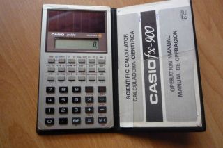 Casio Fx 900 Solar Taschenrechner Mit Hülle Und Anleitung Sammlerstück Bild